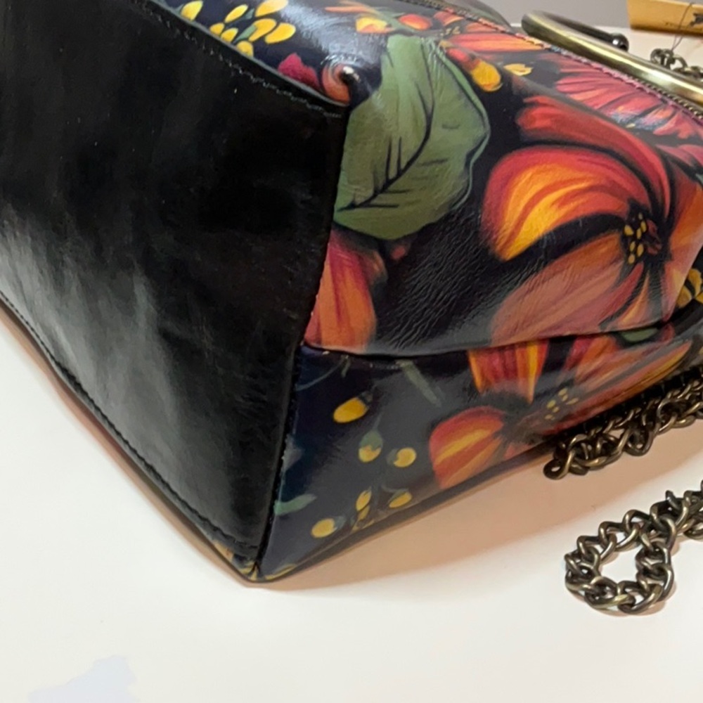 Patricia Nash Tropical Escape Kisslock Satchel Crossbody Floral Leather Bag NWT - Picture 15 of 16